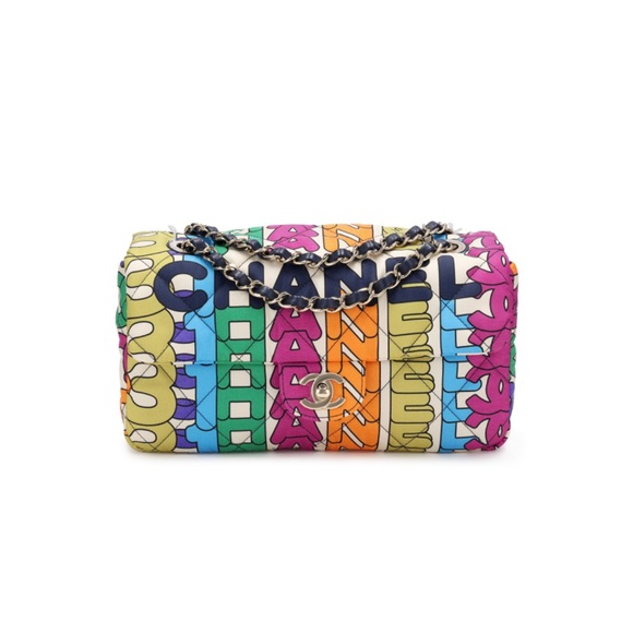 CHANEL Handbags - IN SEARCH OF - Chanel Rainbow Quilted Nylon Medium Logo Flap Bag